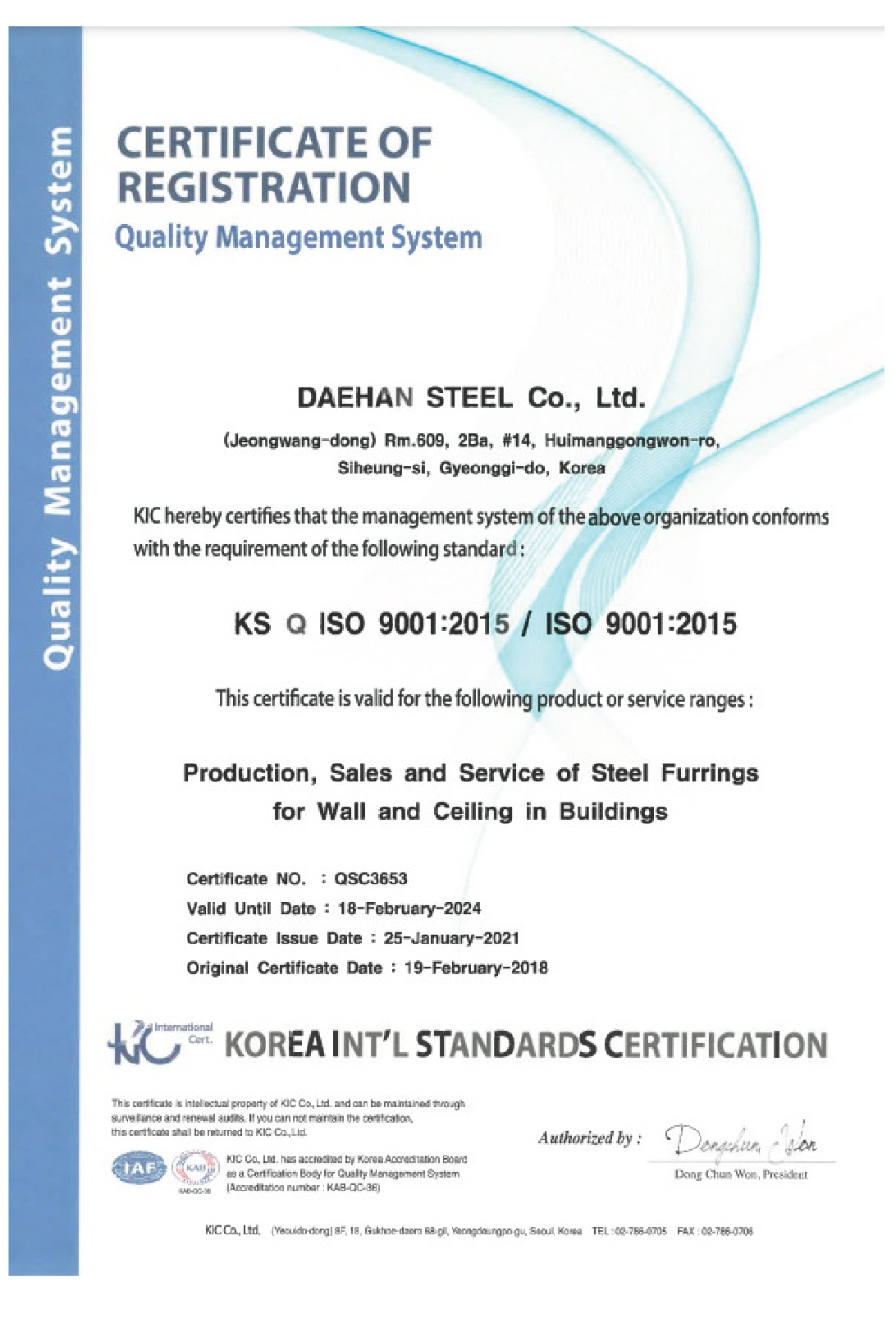 Chứng chỉ chất lượng ISO 9001:2015
